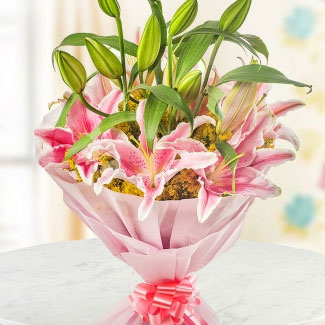 Bunch of 12 pink Lilies